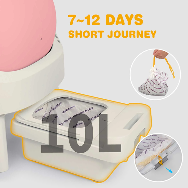 Large Open-Top Automatic Cat Litter Box Self Cleaning with Safety Protection, Mat and Trash Bags Included, Pink